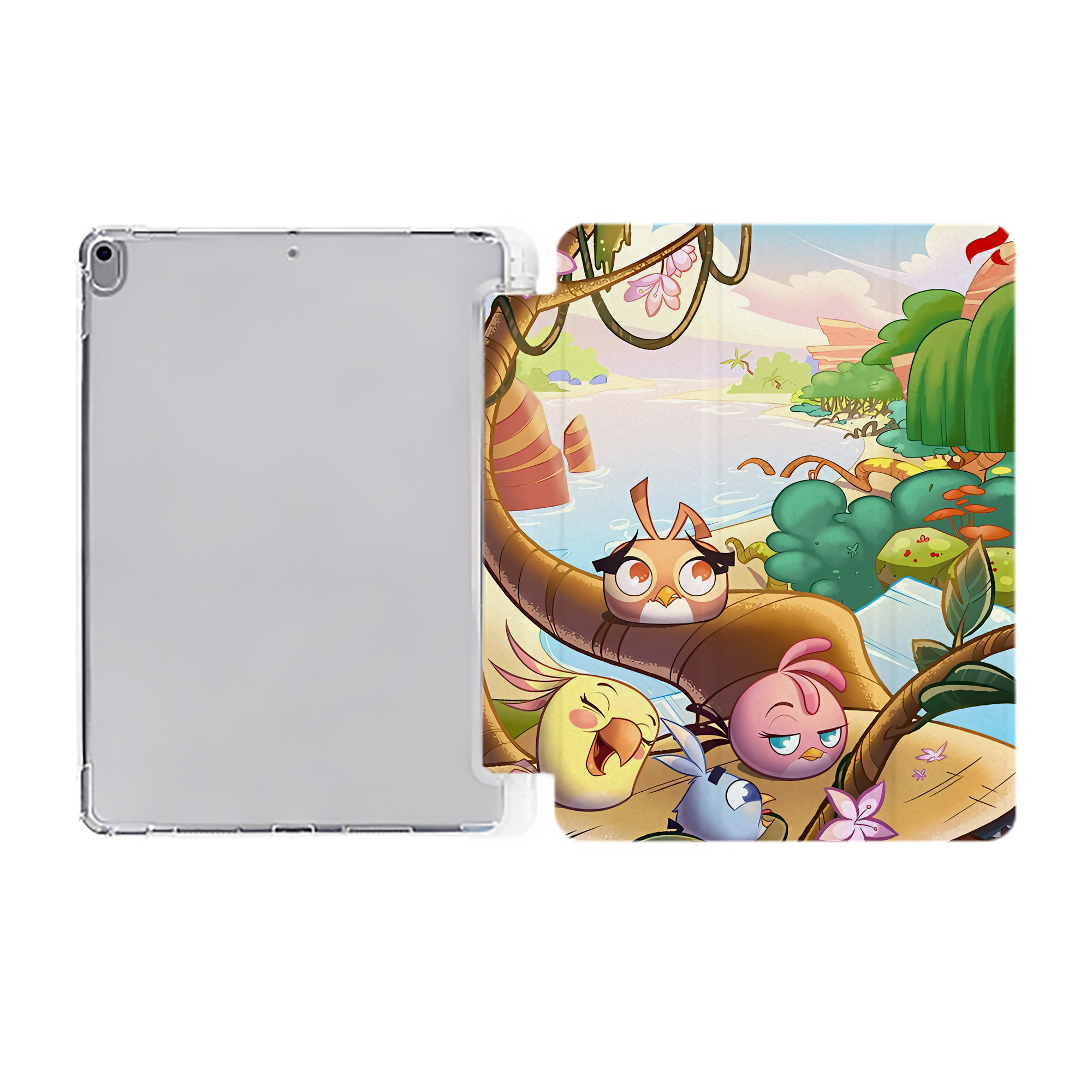 （画像用） Angry Birds アングリーバード IPad ケース ペン収納付き 三つ折りスタンド PUレザー×シリコン 対応機種9.5/10.5/10.9インチ